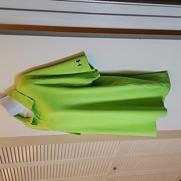 Under Armour Heat Gear Performance Polo, Loose Fit, Neon Green, Size XL - Picture 3 of 7